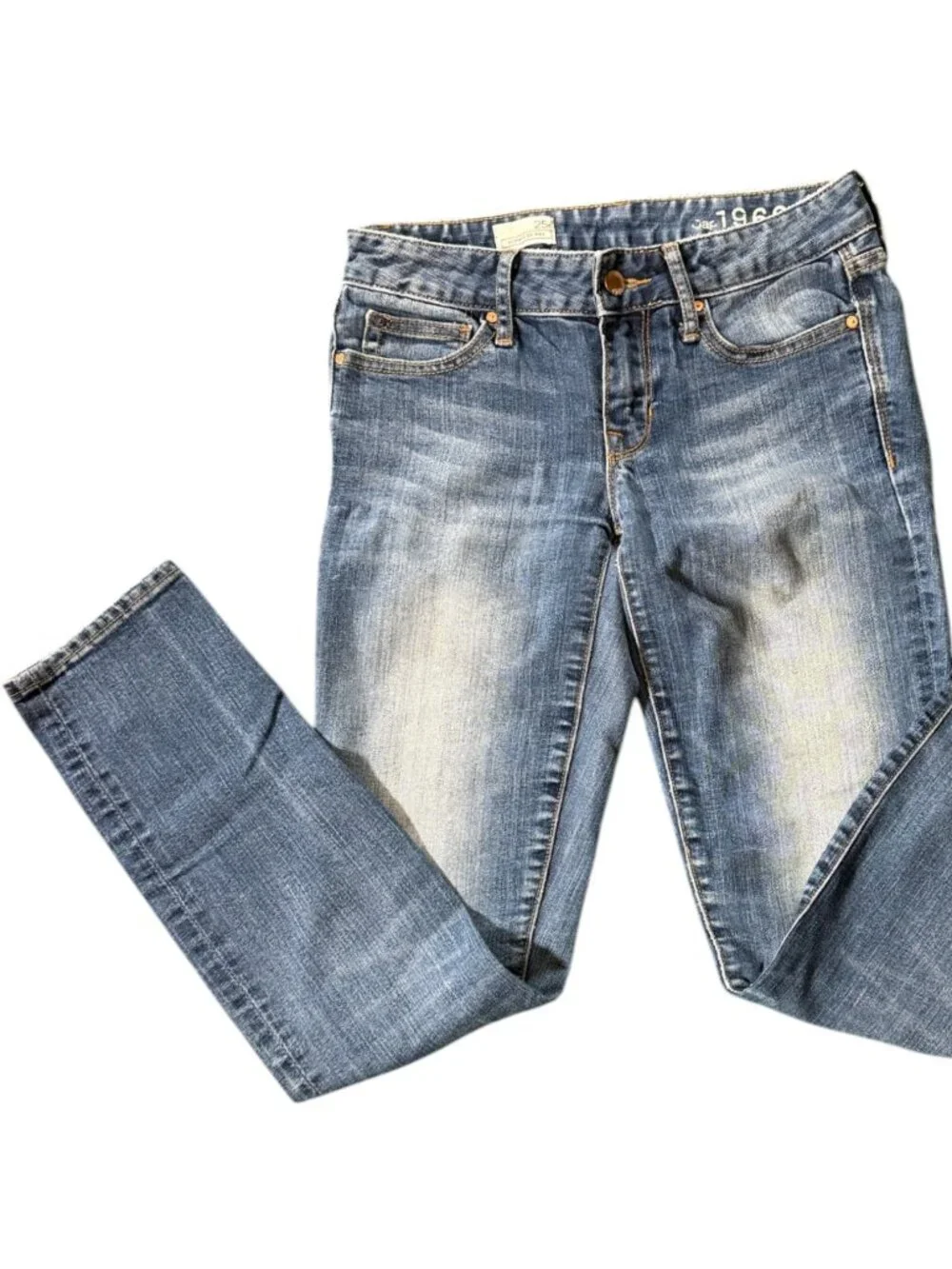 Gap 1969 Real Straight Leg Distressed Jeans - Light Wash - Size 25 - Picture 2 of 6